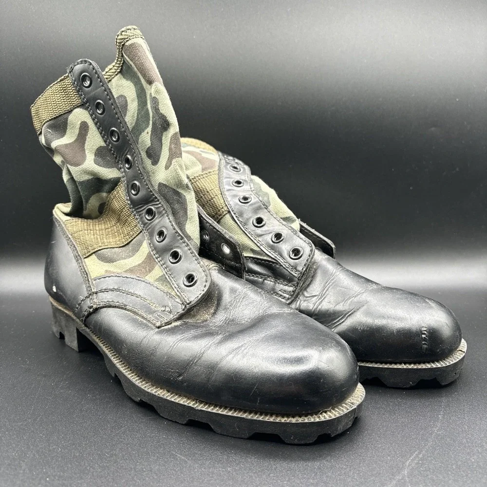 Vintage Jungle Boots Men's 7R Duck Hunter Camo Combat Lace Up Military Boots